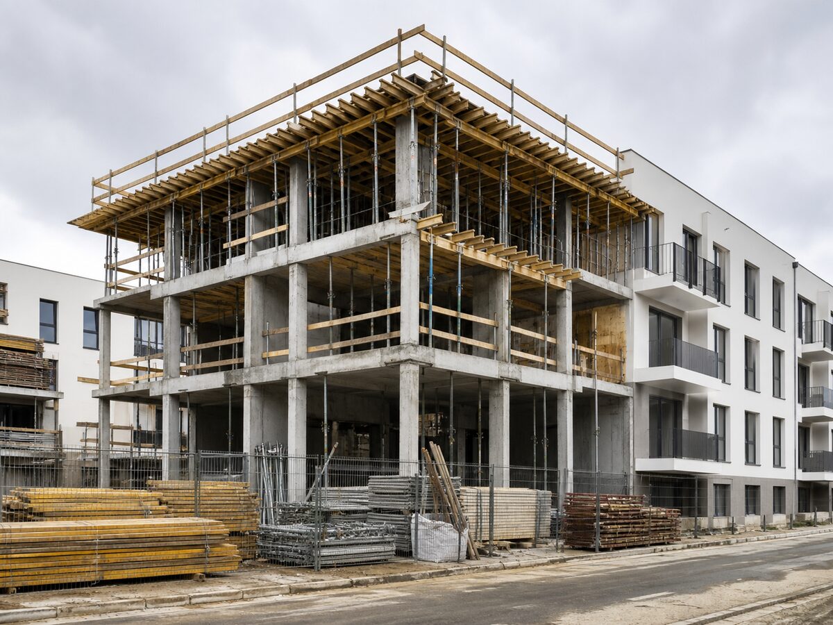 Structure d’un immeuble en construction pour nommer les éléments du bâti